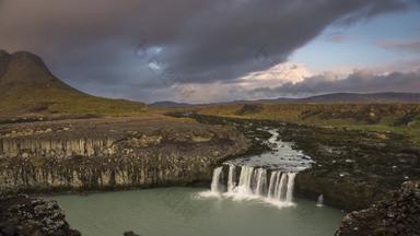 间隔<strong>拍摄</strong>云移动特约法<strong>瀑布瀑布</strong>南部冰岛